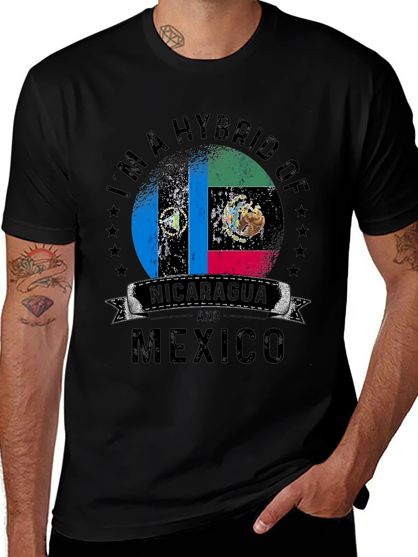 Hybrid Nicaragua and Mexico Flag T-Shirt