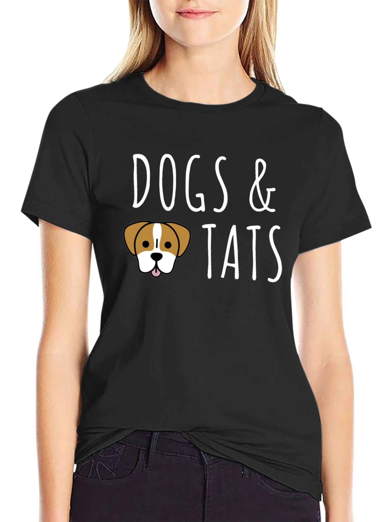 Dogs & Tats Graphic Tee - Black Crew Neck