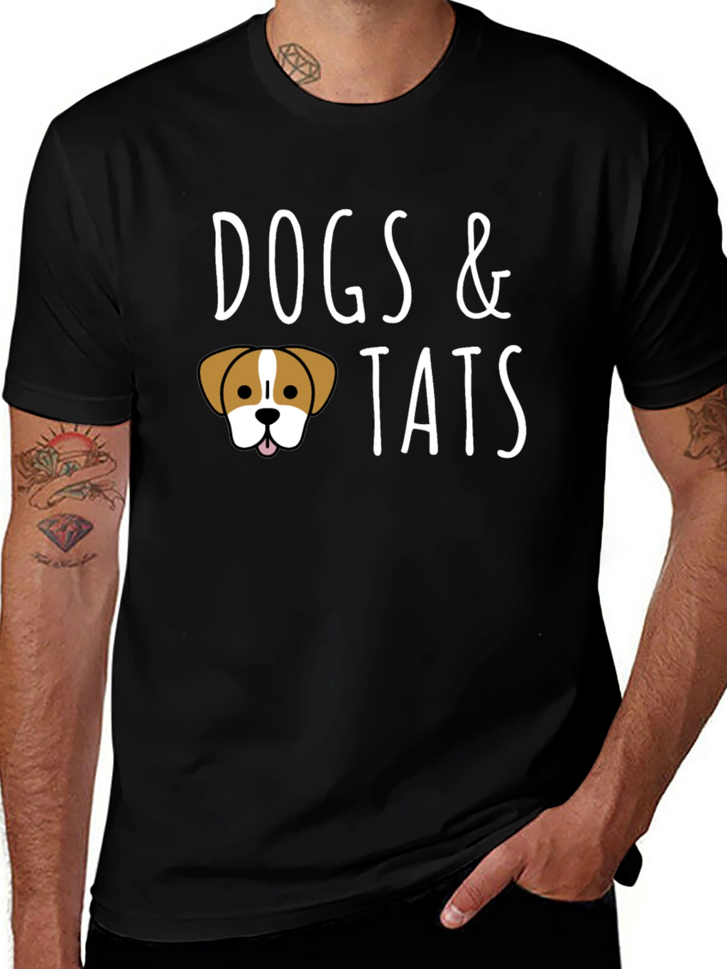 Dogs & Tats Graphic Tee - Black Crew Neck
