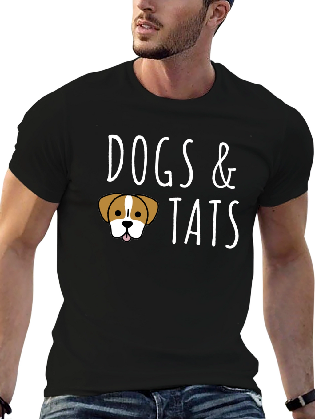 Dogs & Tats Graphic Tee - Black Crew Neck