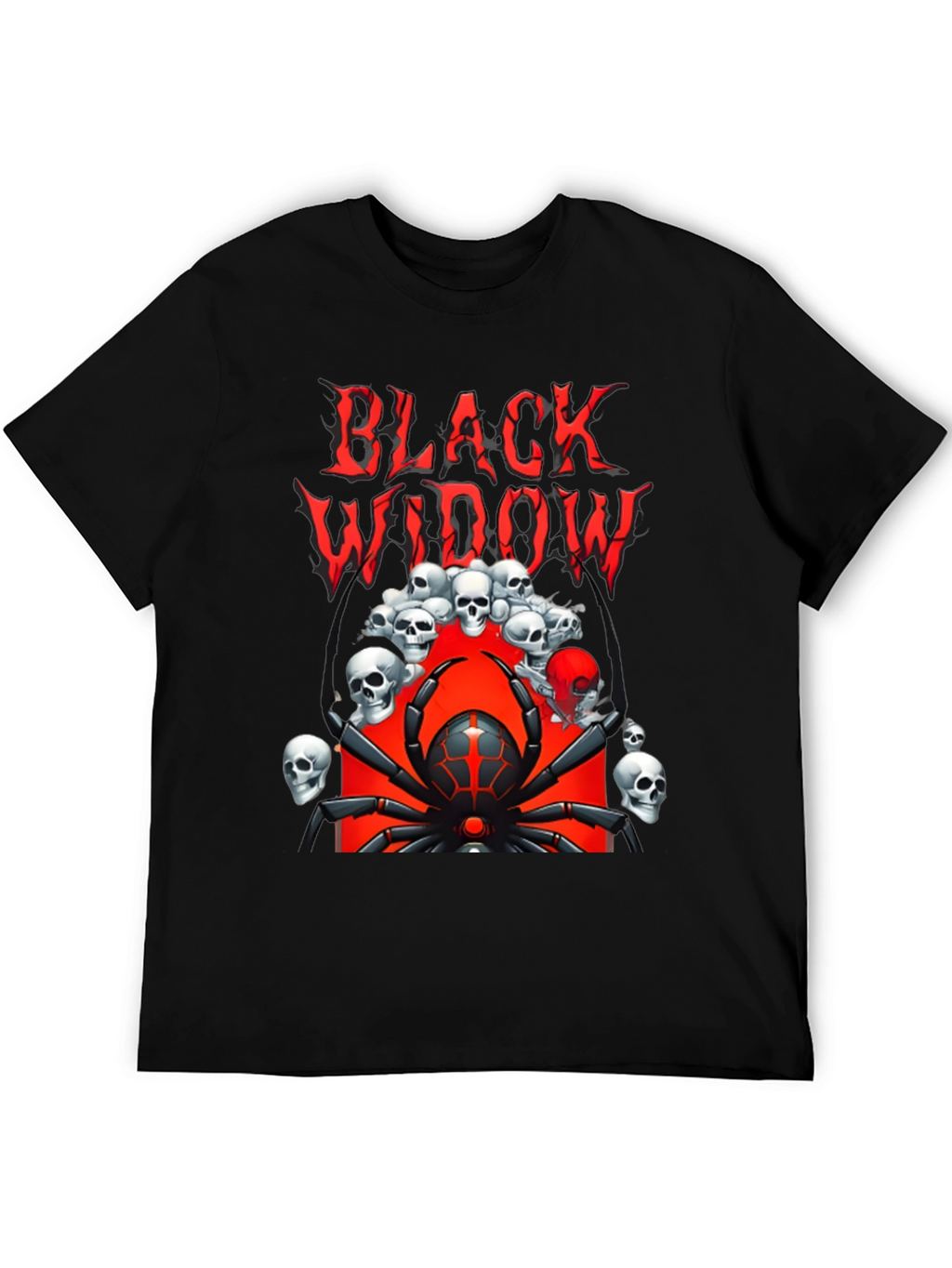 Black Widow Spider Graphic Tee - Skull Design