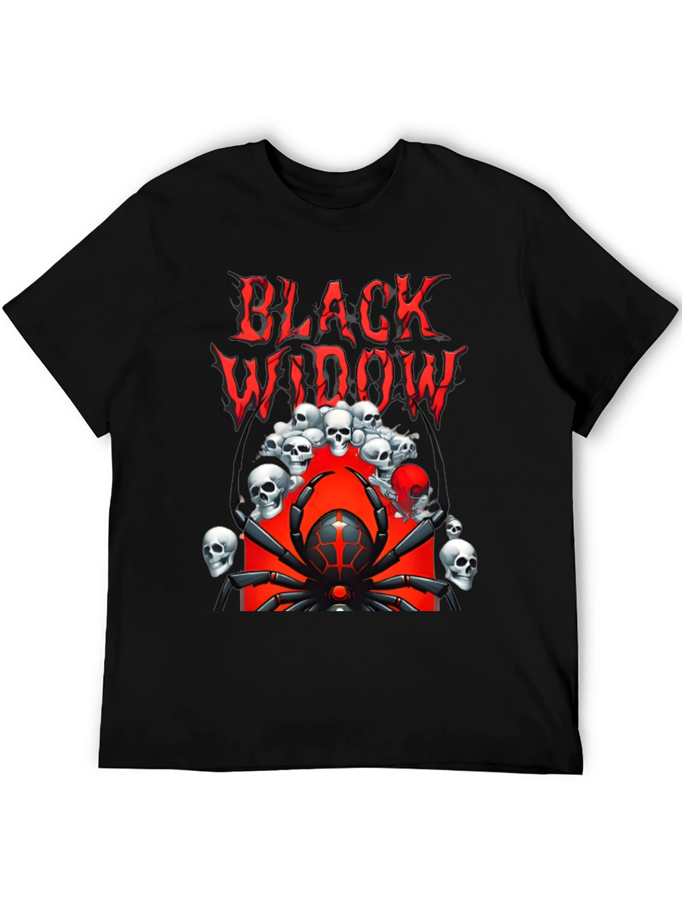 Black Widow Spider Graphic Tee - Skull Design