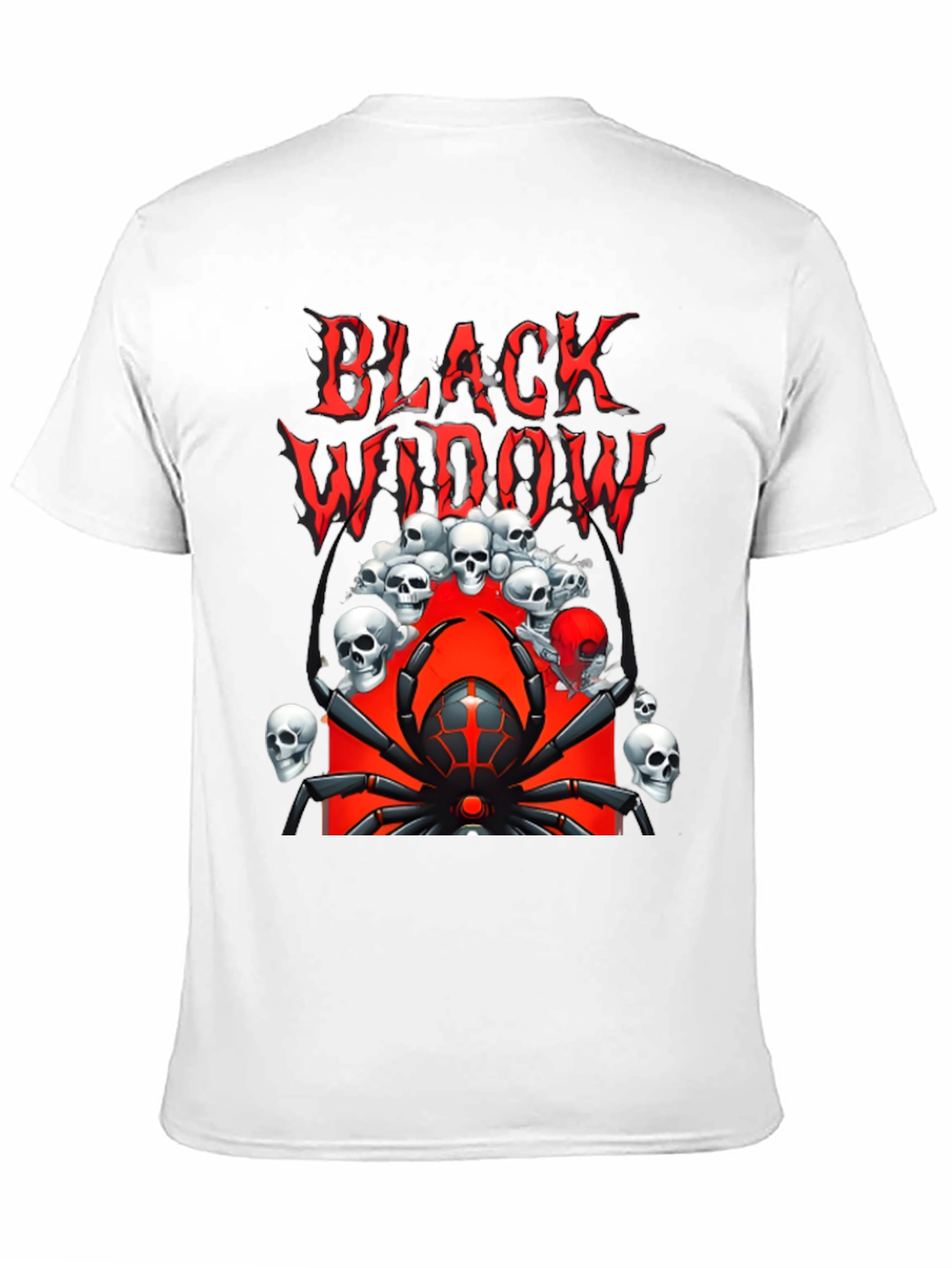 Black Widow Spider Graphic Tee - Skull Design