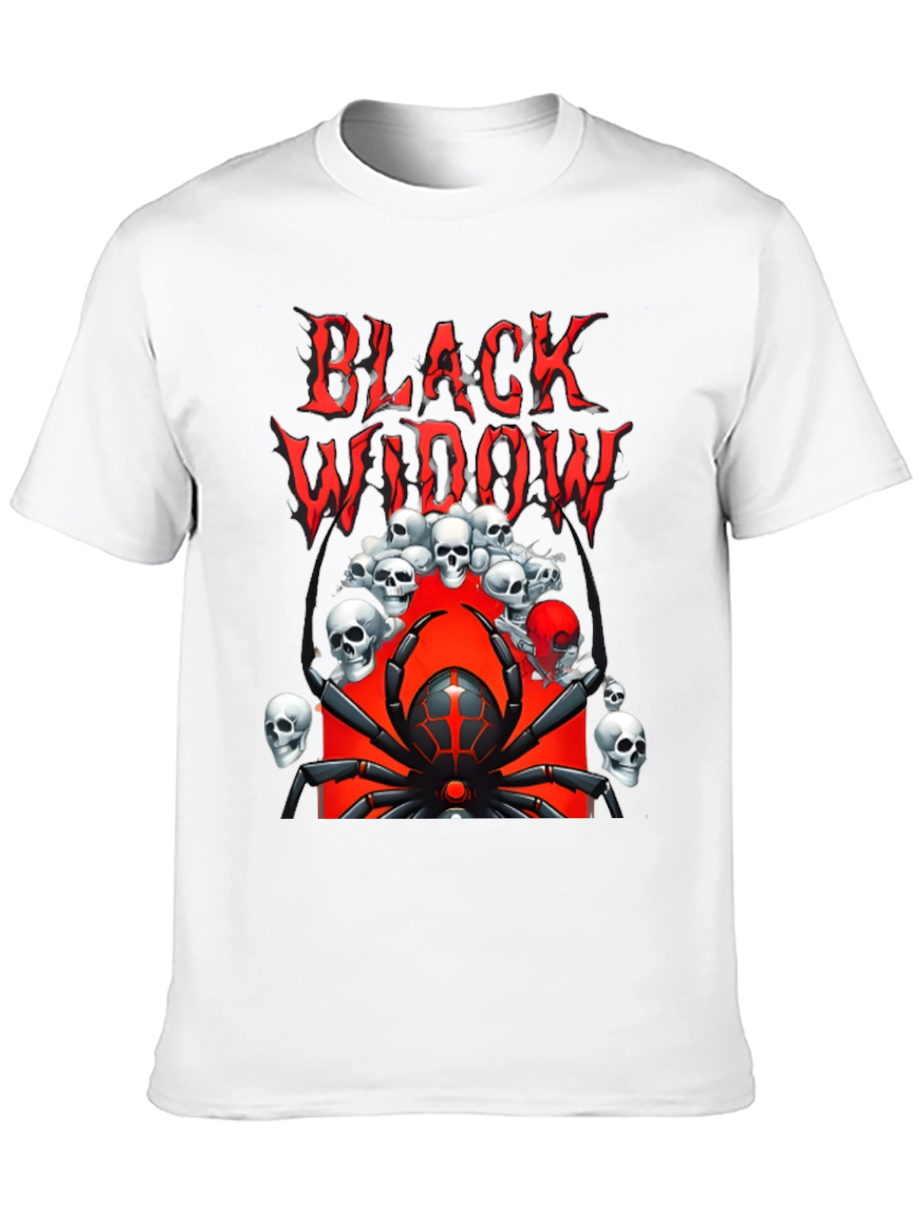 Black Widow Spider Graphic Tee - Skull Design