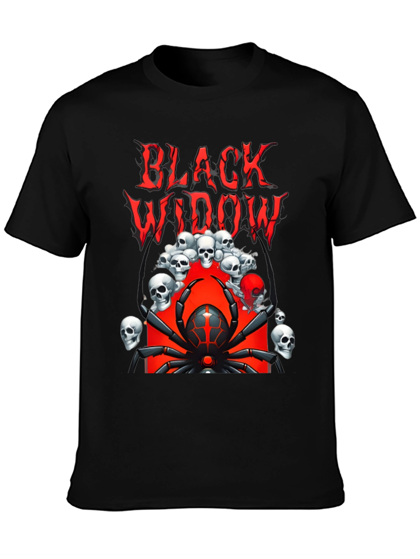 Black Widow Spider Graphic Tee - Skull Design