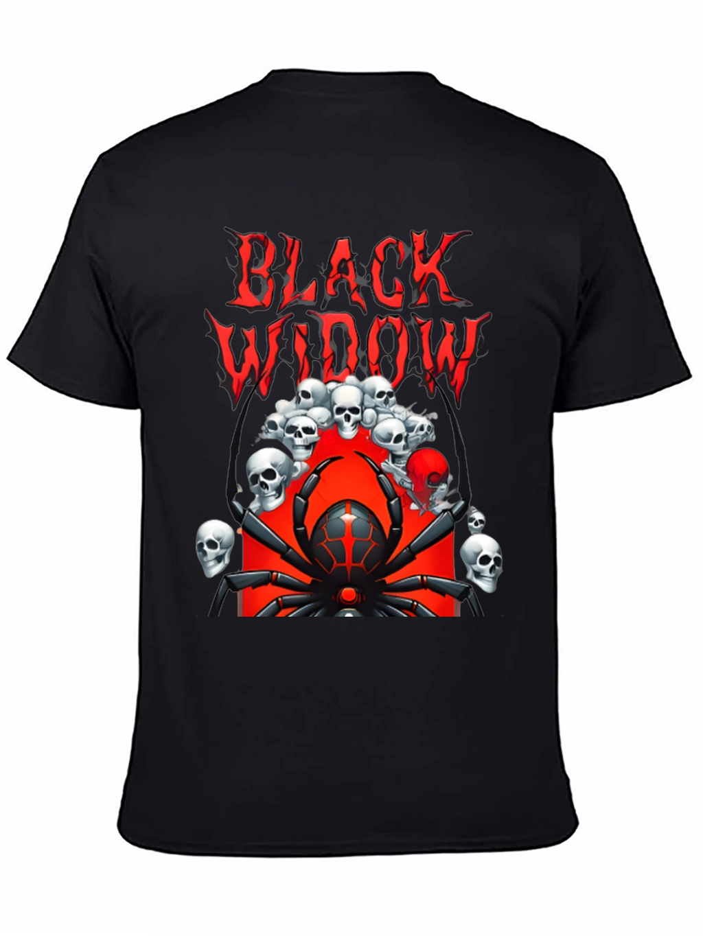Black Widow Spider Graphic Tee - Skull Design