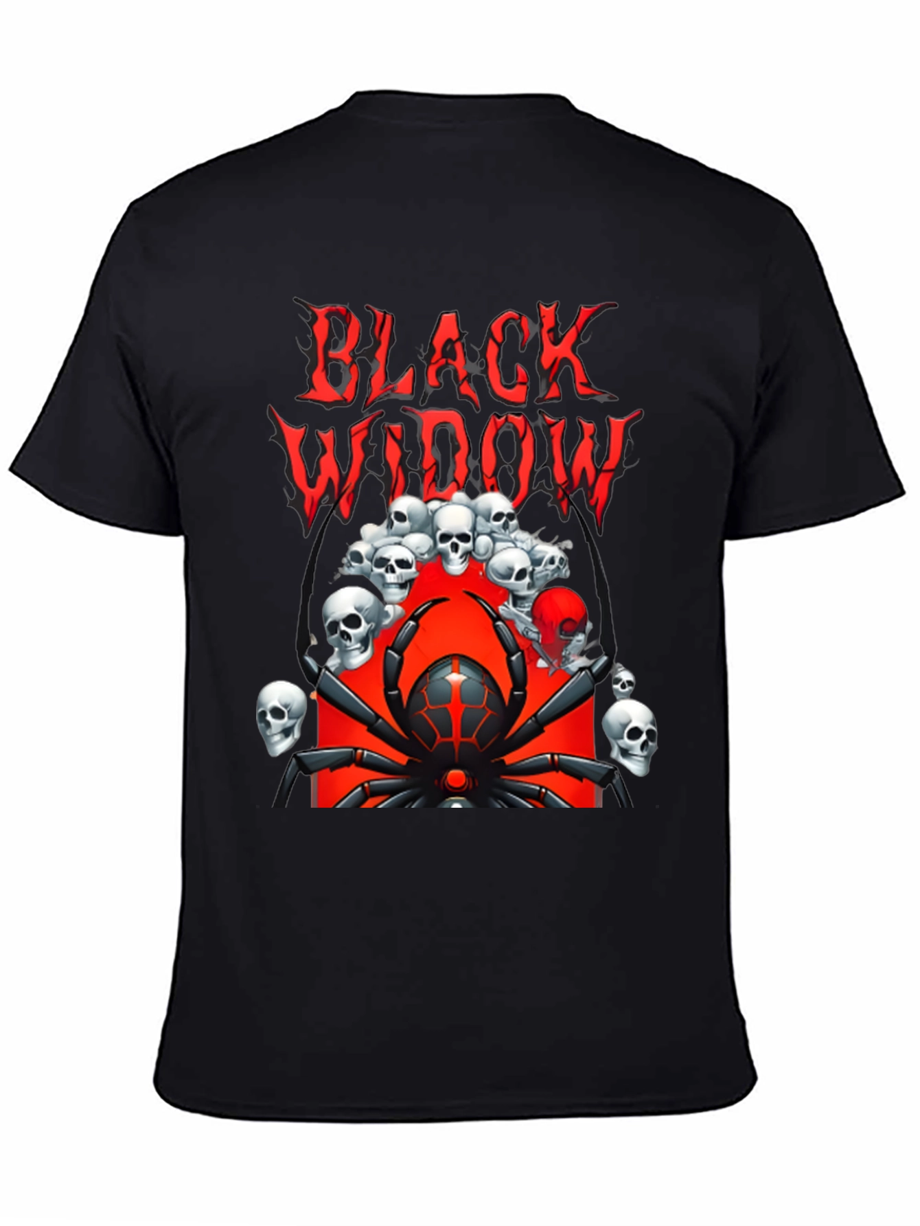 Black Widow Spider Graphic Tee - Skull Design