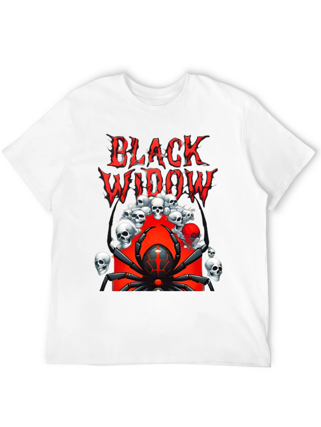 Black Widow Spider Graphic Tee - Skull Design