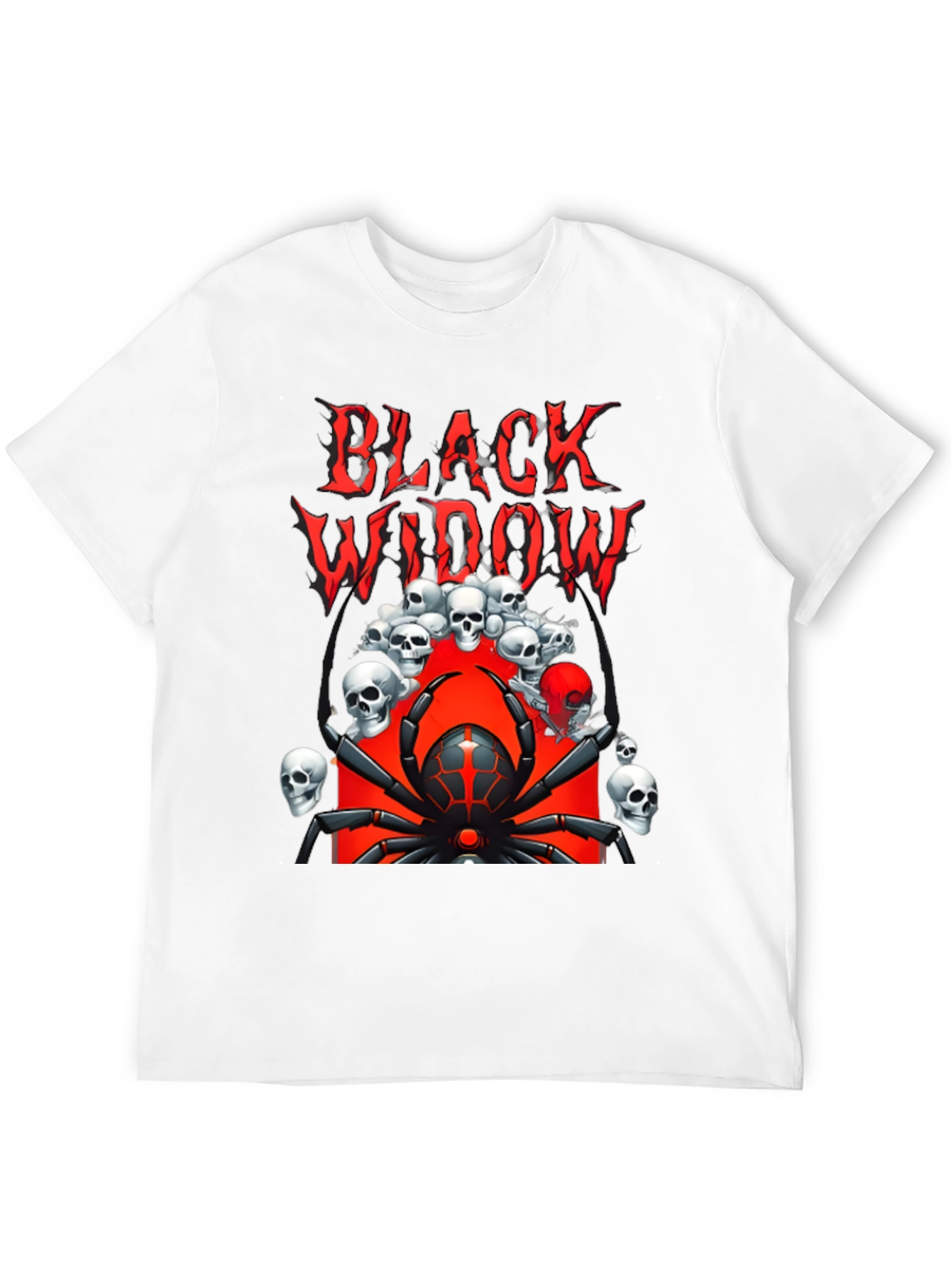 Black Widow Spider Graphic Tee - Skull Design