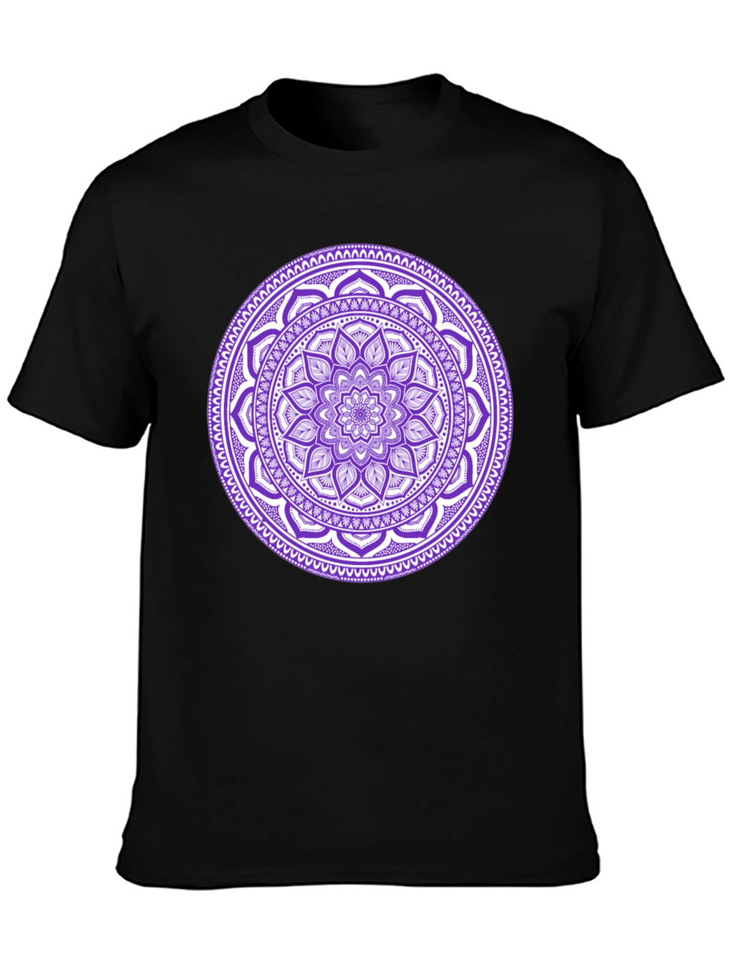 Black Tee with Purple Mandala Design