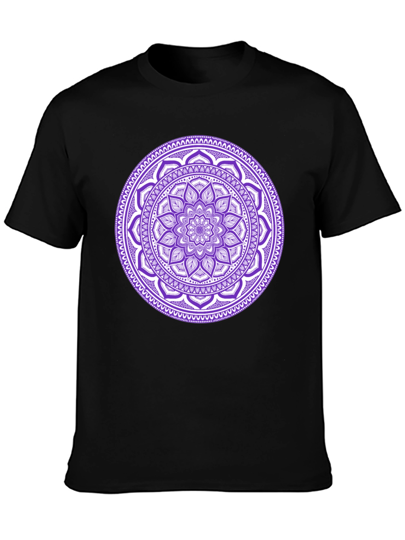 Black Tee with Purple Mandala Design