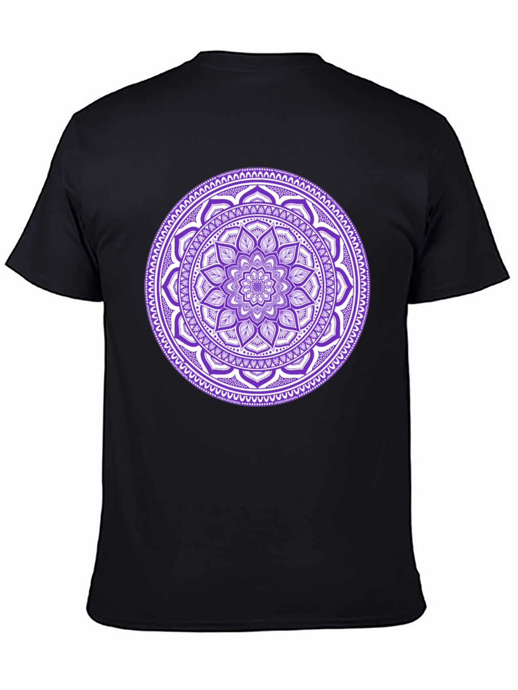 Black Tee with Purple Mandala Design