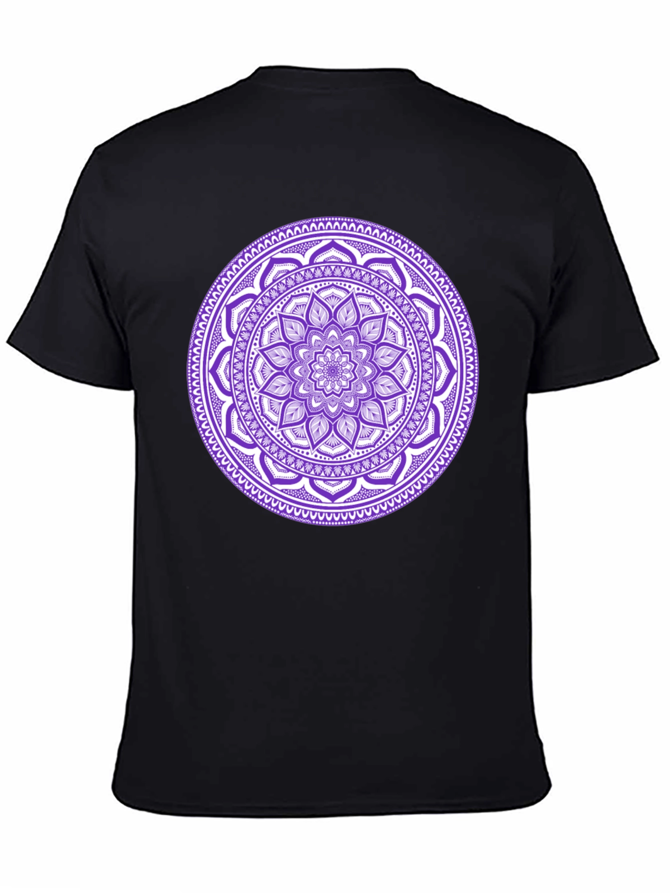 Black Tee with Purple Mandala Design