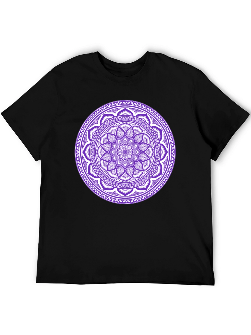 Black Tee with Purple Mandala Design