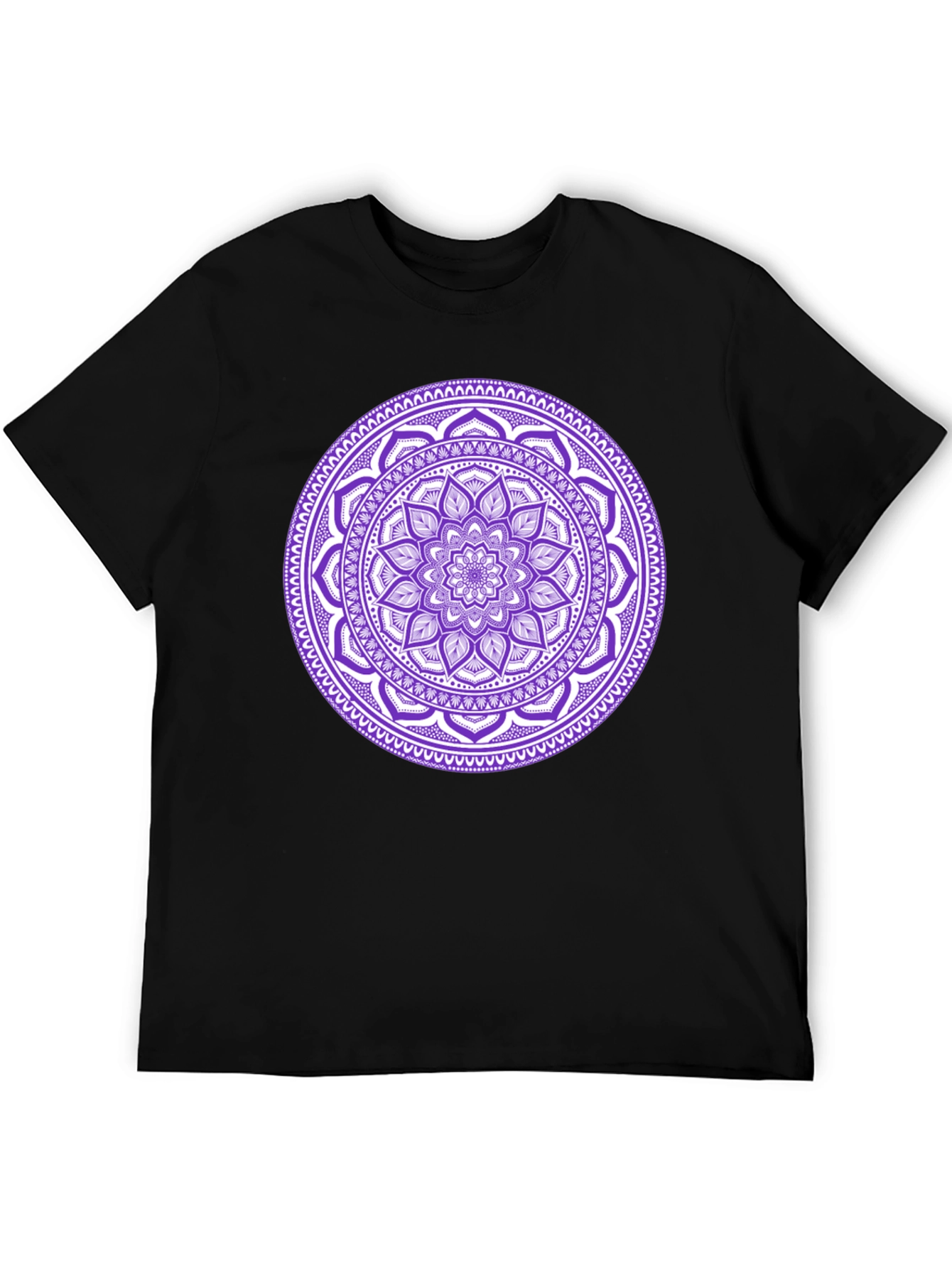 Black Tee with Purple Mandala Design