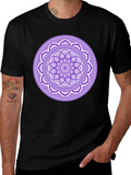 Black Tee with Purple Mandala Design