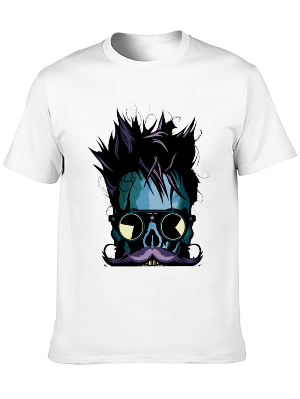 Skull with Mustache Graphic Tee