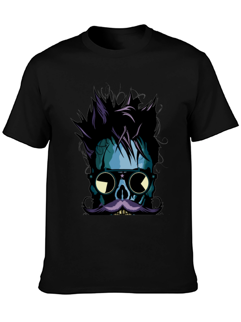 Skull with Mustache Graphic Tee