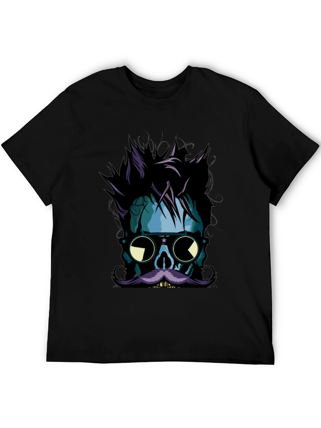 Skull with Mustache Graphic Tee