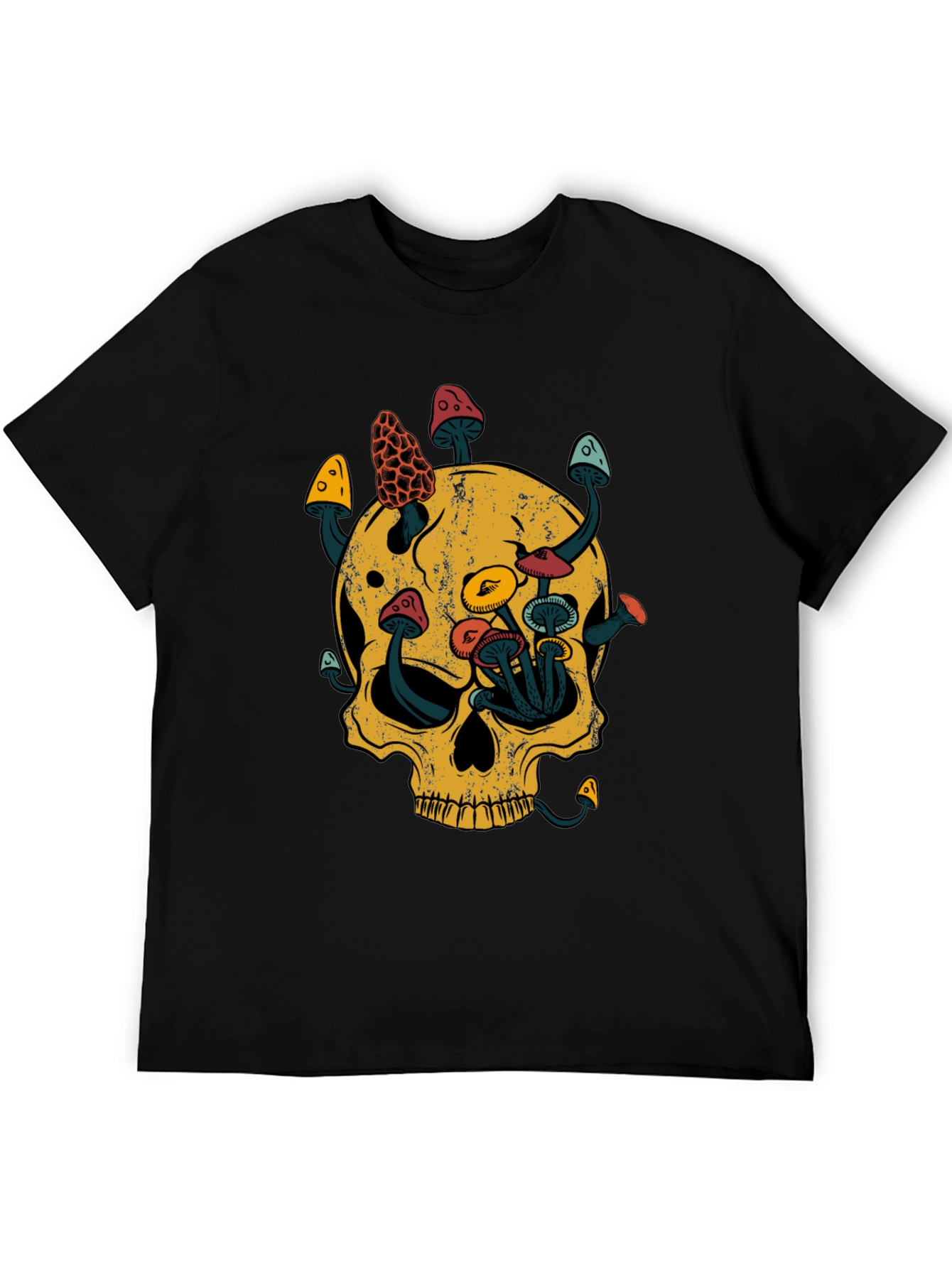 Skull & Mushroom Graphic Tee - Black