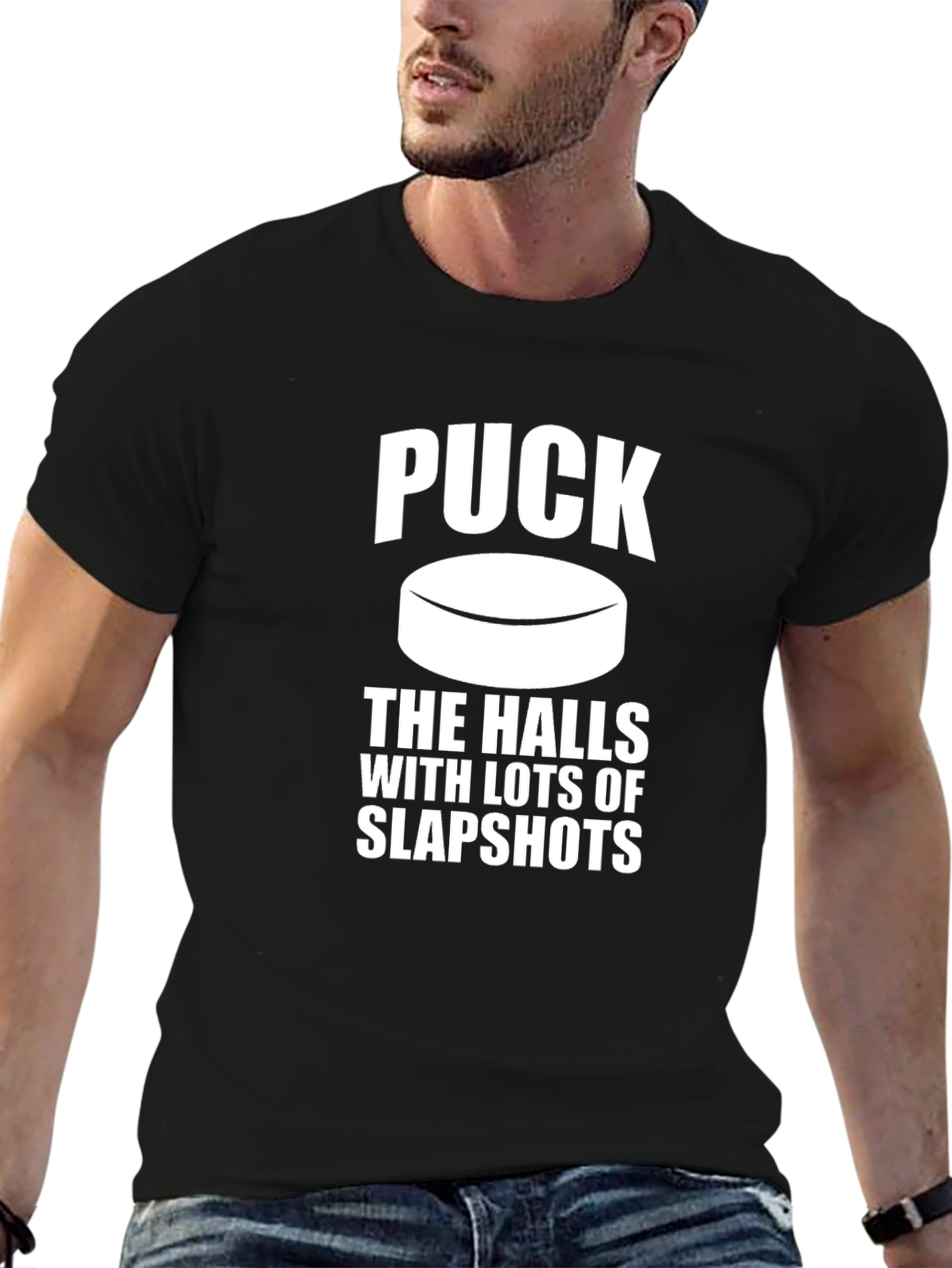 Puck the Halls Slapshot T-Shirt - Hockey Holiday Tee