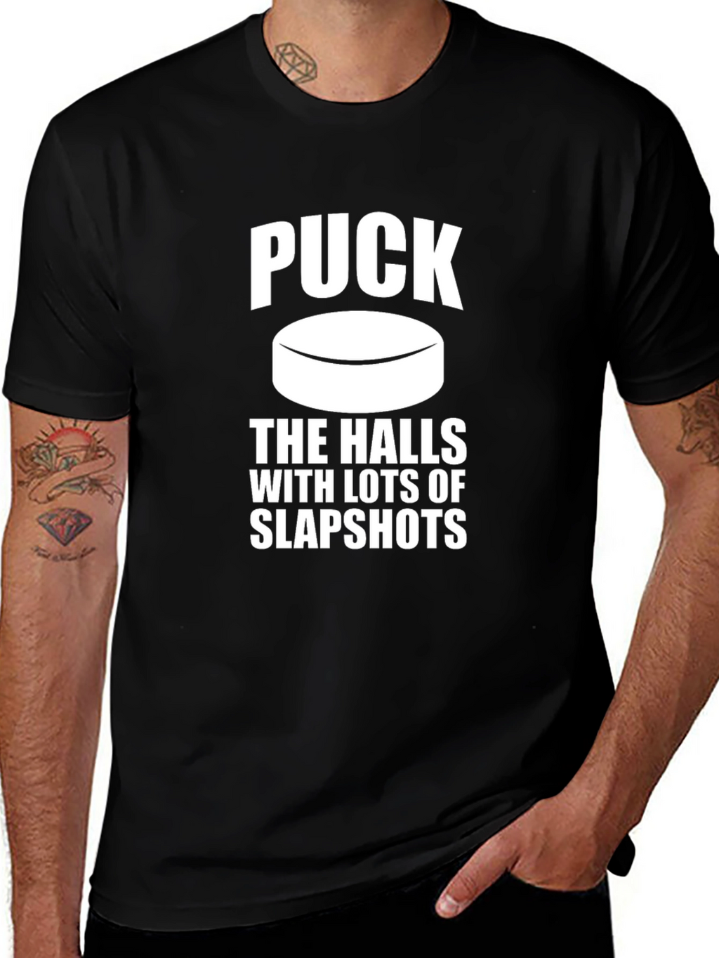 Puck the Halls Slapshot T-Shirt - Hockey Holiday Tee