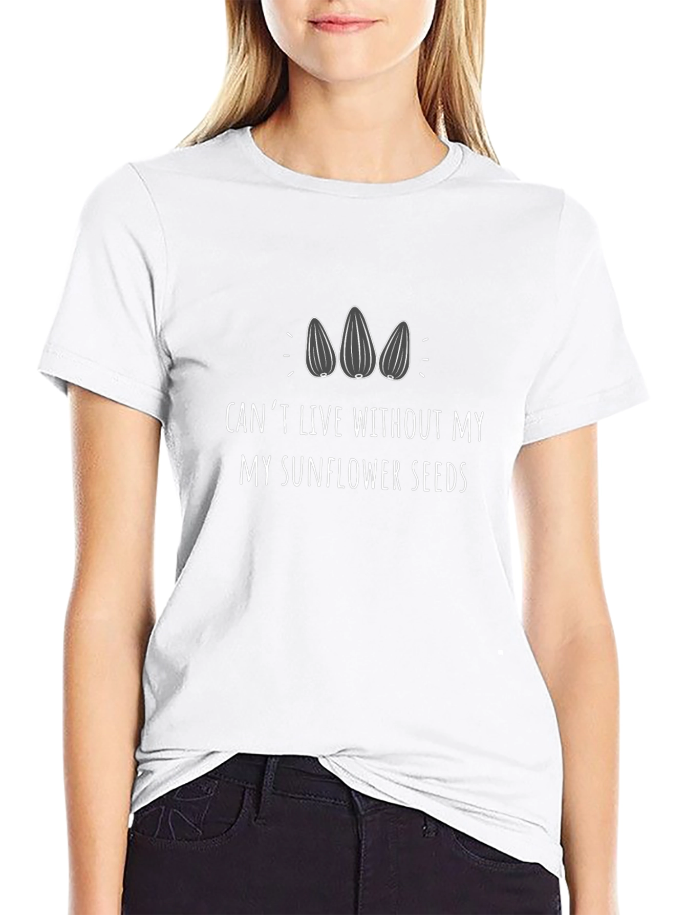 Sunflower Seeds Graphic Tee - Black Cotton T-Shirt