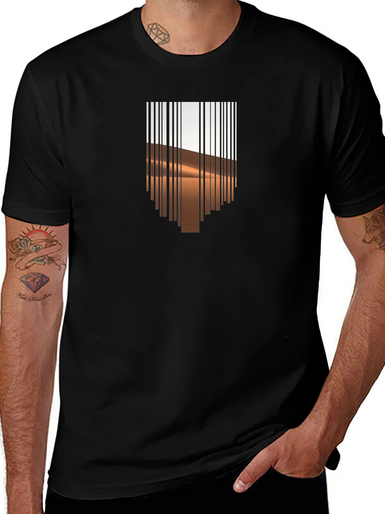 Barcode Desert Graphic Tee - Modern Casual