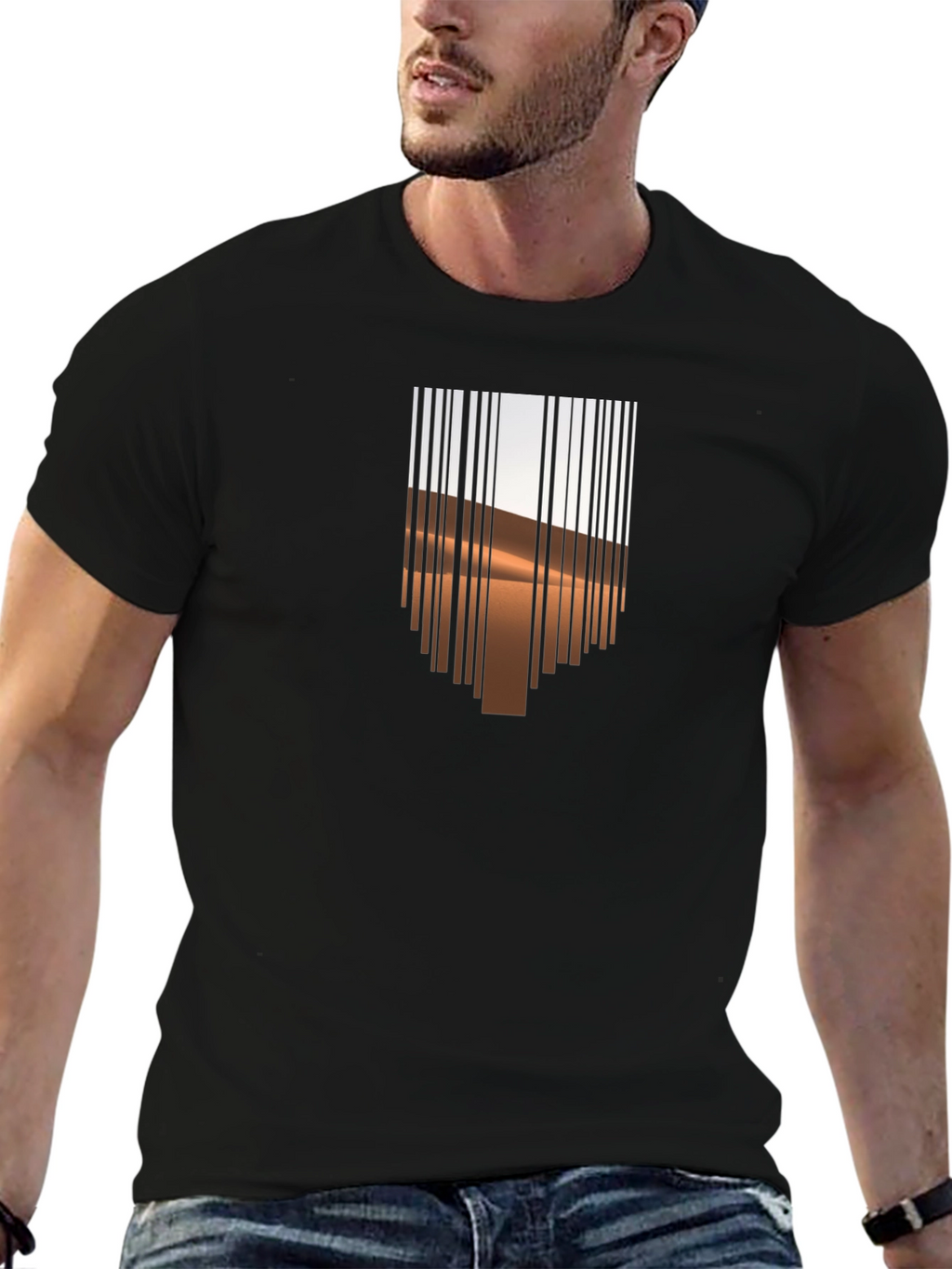 Barcode Desert Graphic Tee - Modern Casual