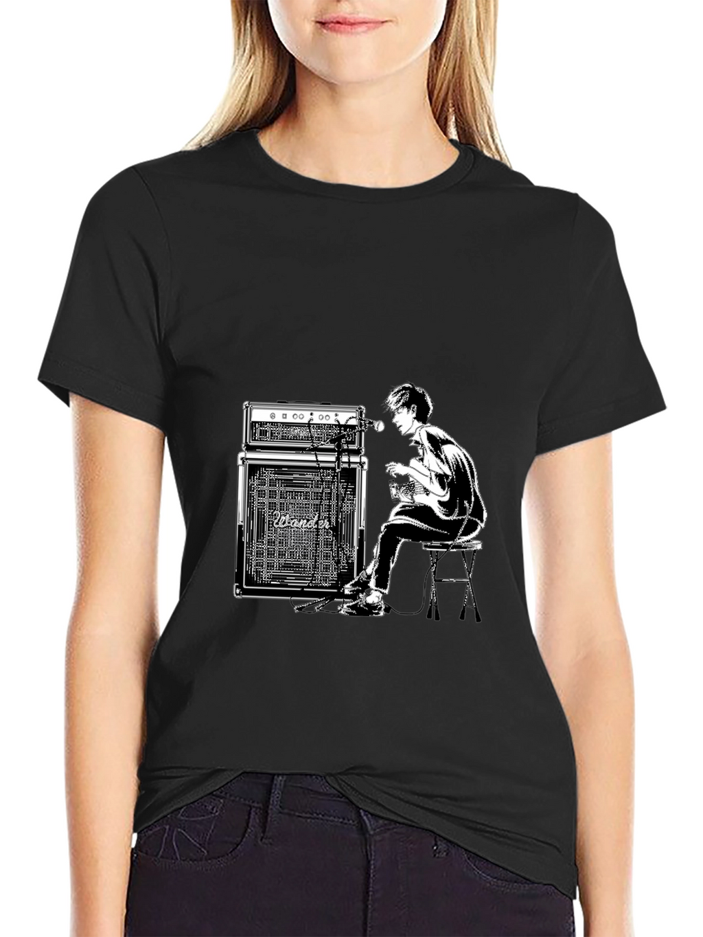 Guitar Player Graphic Black T-Shirt