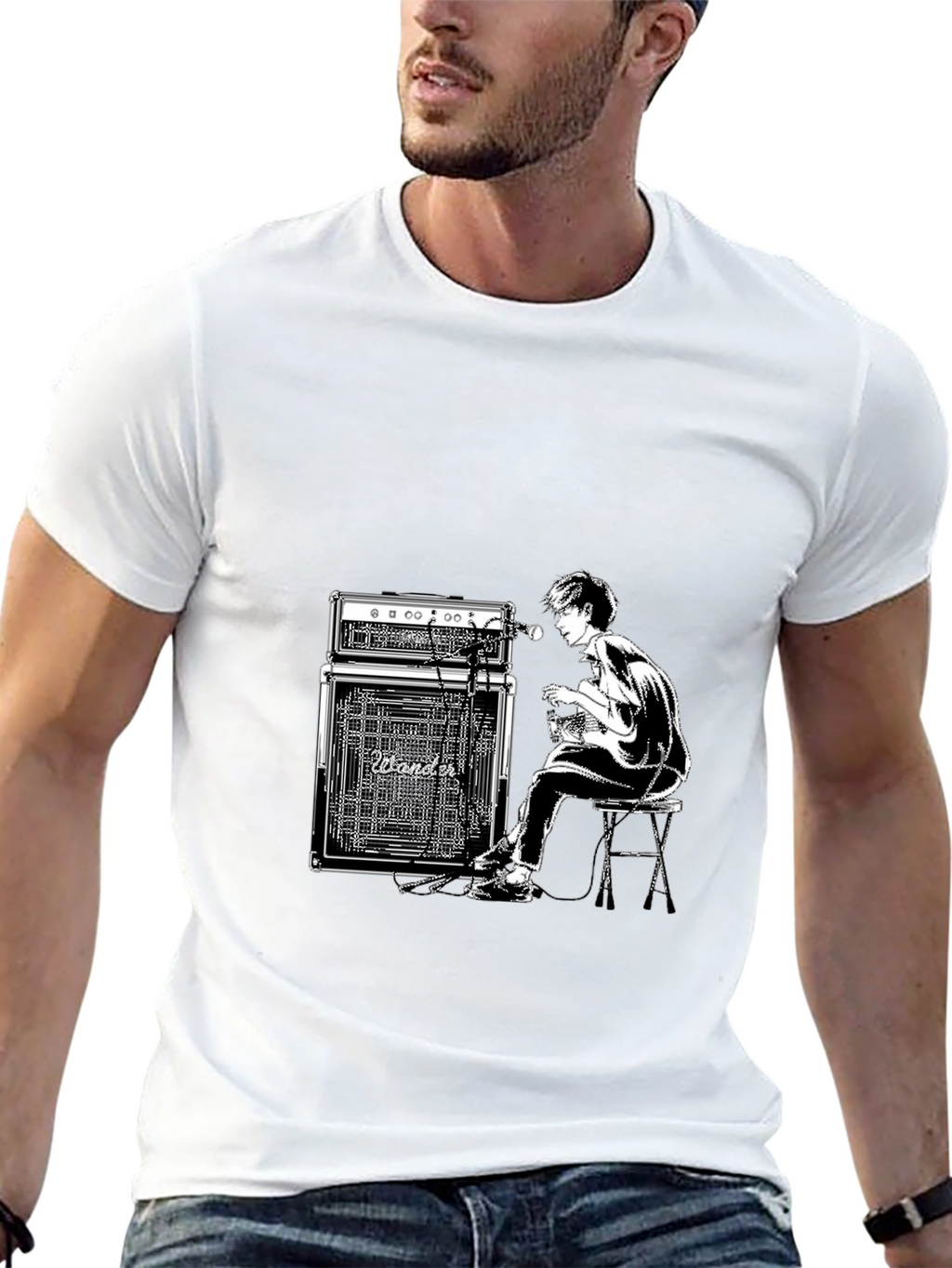 Guitar Player Graphic Black T-Shirt