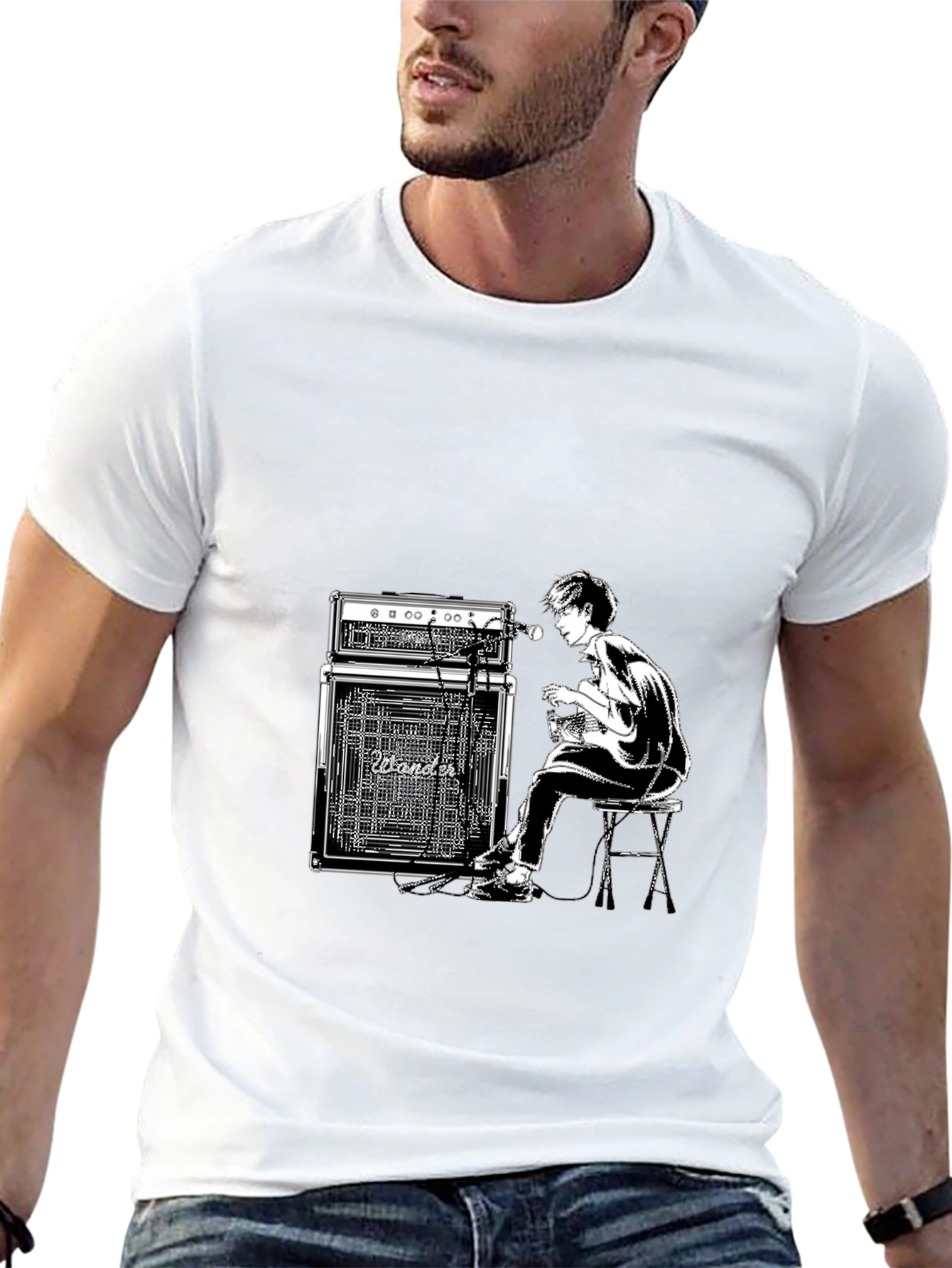 Guitar Player Graphic Black T-Shirt