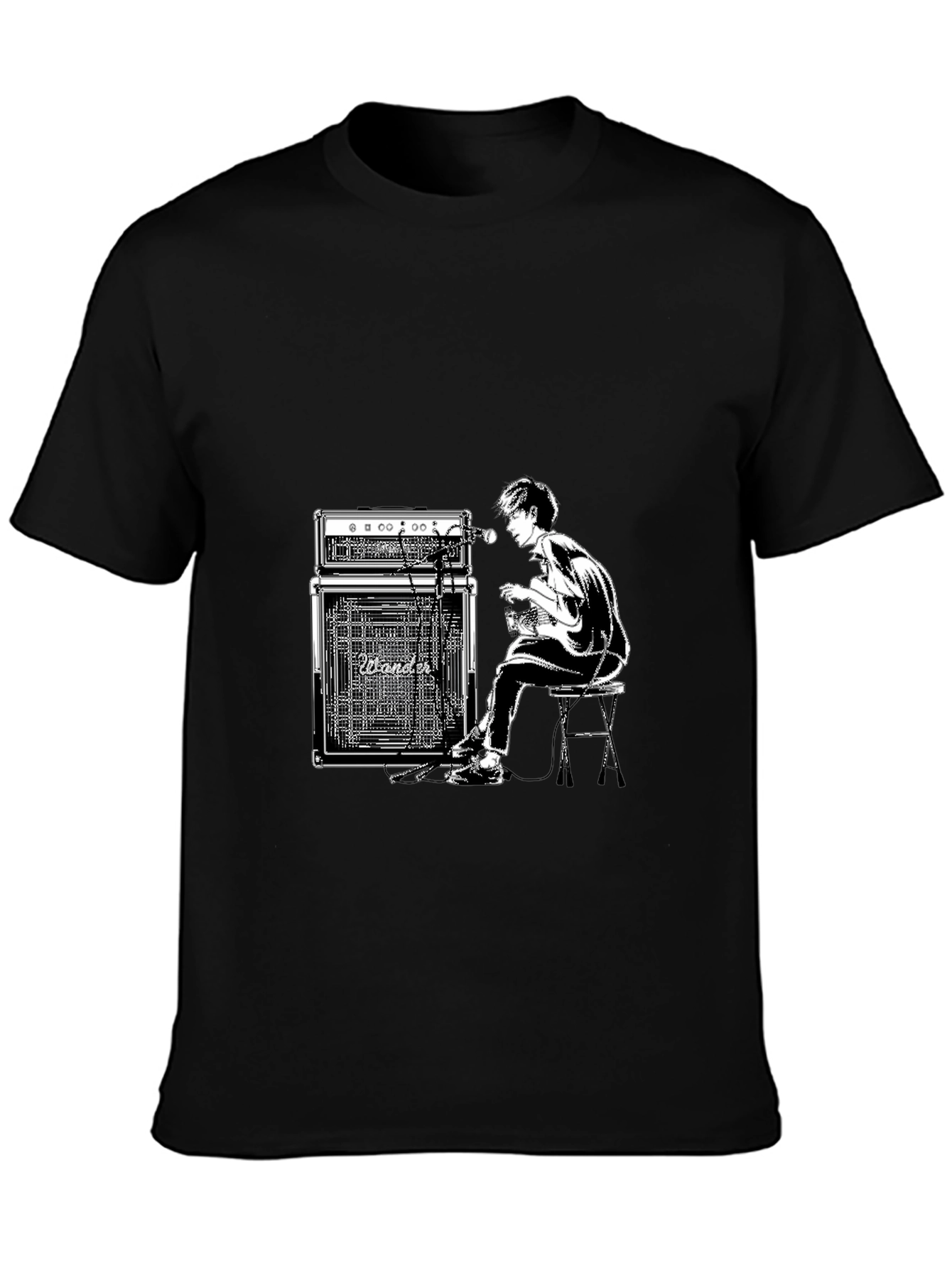Guitar Player Graphic Black T-Shirt