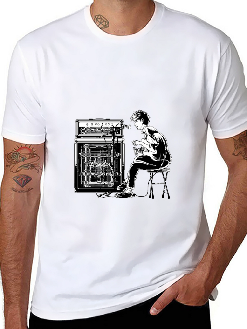 Guitar Player Graphic Black T-Shirt