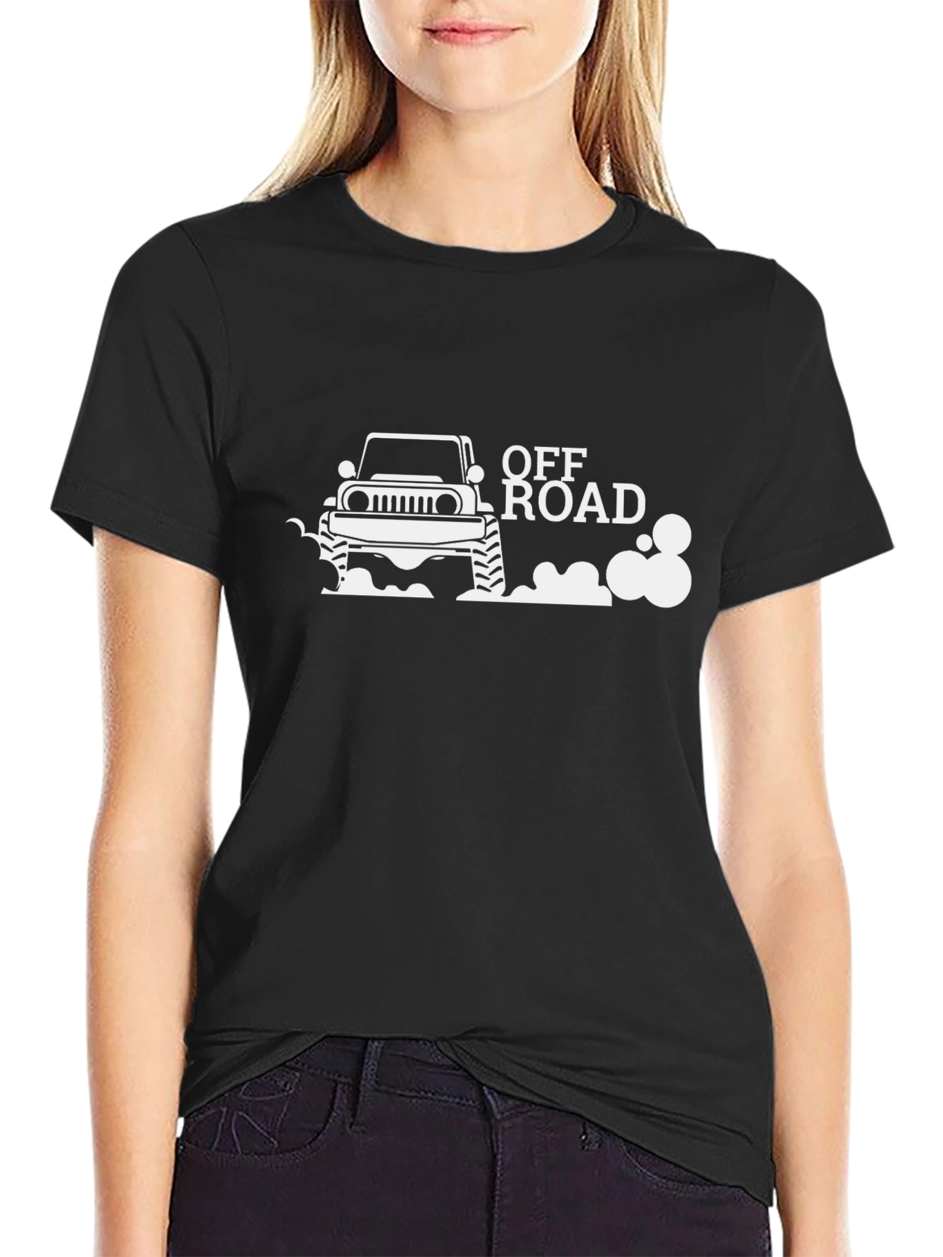 Off Road Graphic Tee - Black Cotton Blend T-Shirt