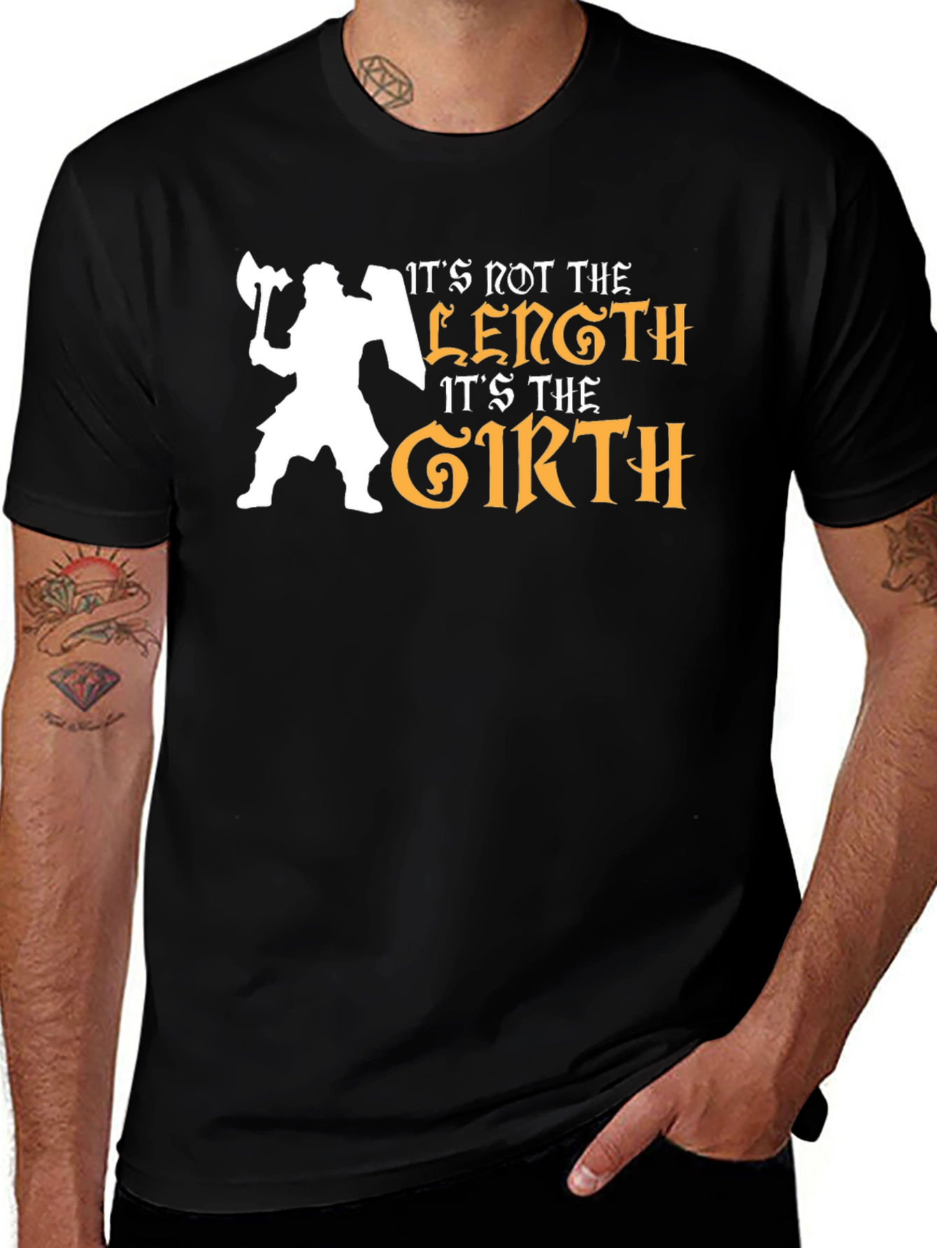 Its Not the Length Its the Girth Black T-Shirt