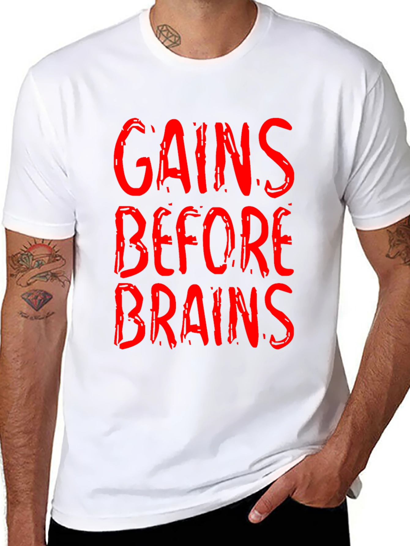Gains Before Brains Graphic Tee