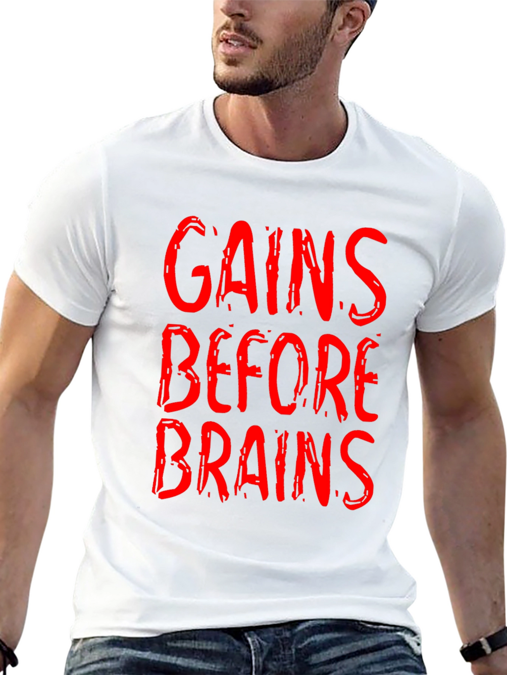 Gains Before Brains Graphic Tee