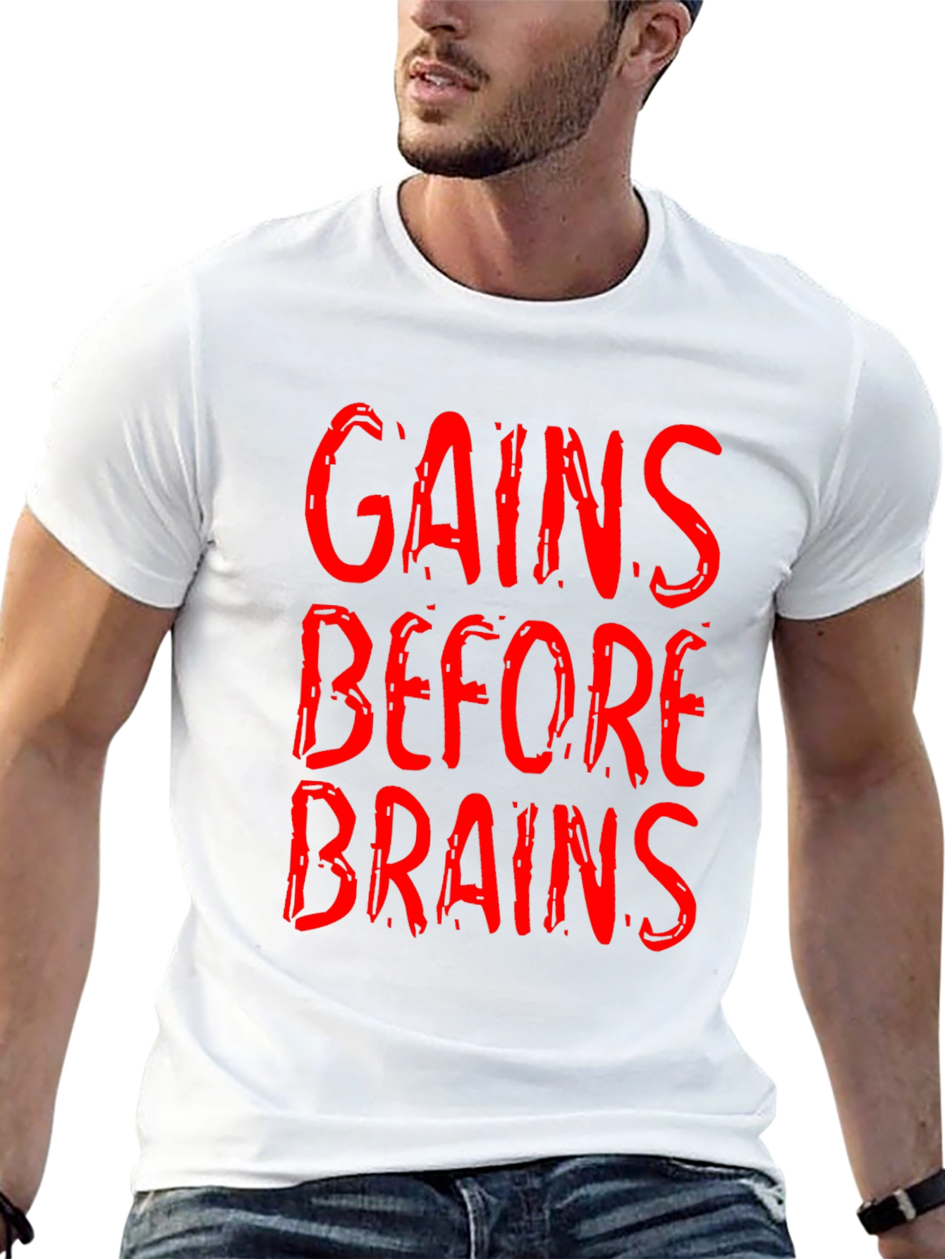 Gains Before Brains Graphic Tee