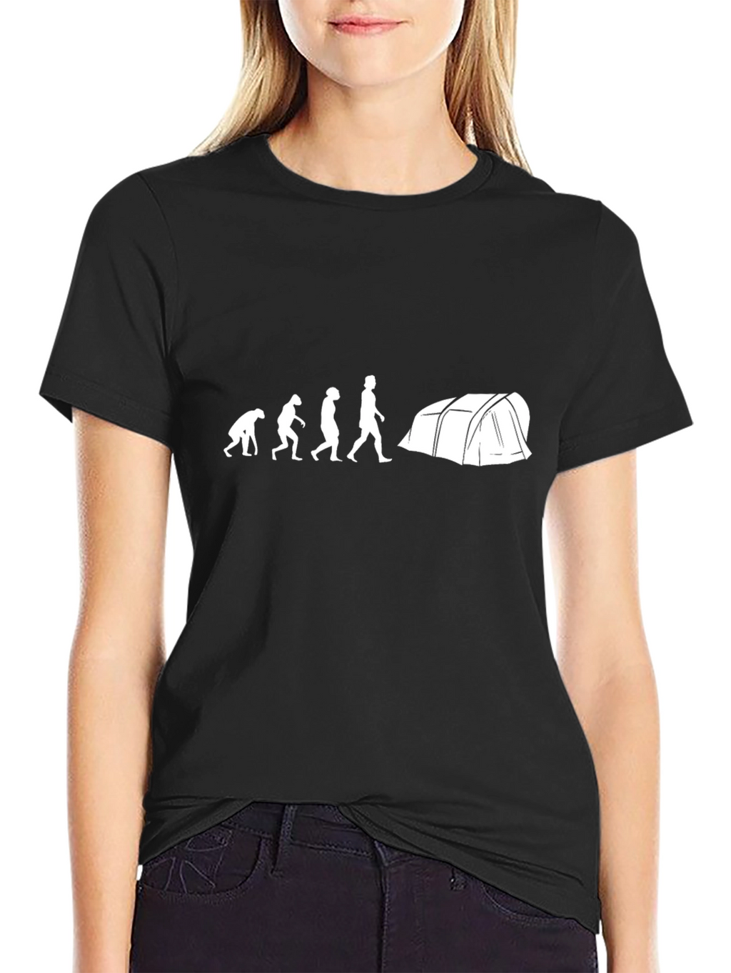 Evolution of Camping T-Shirt - Black Cotton Tee