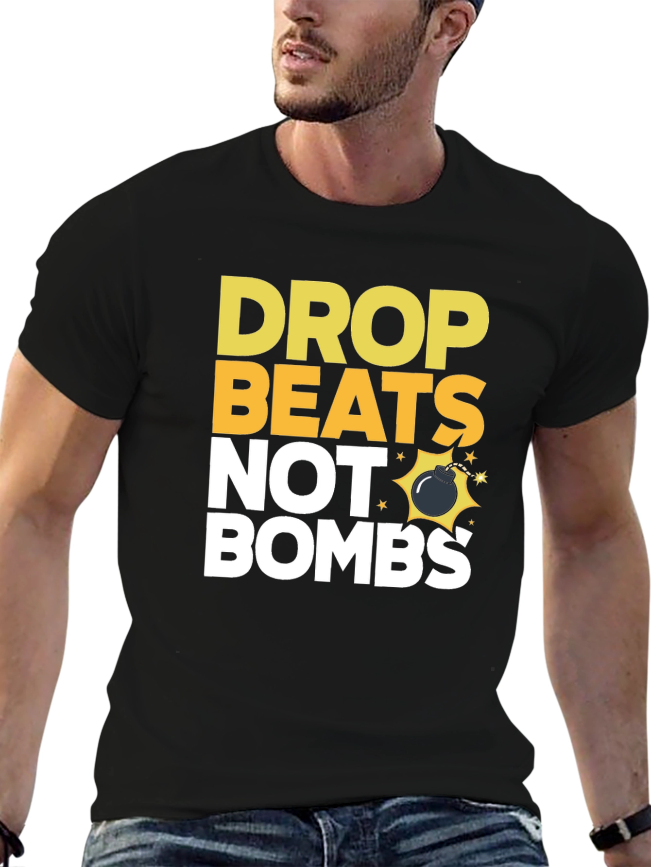 Drop Beats Not Bombs Graphic T-Shirt - Black