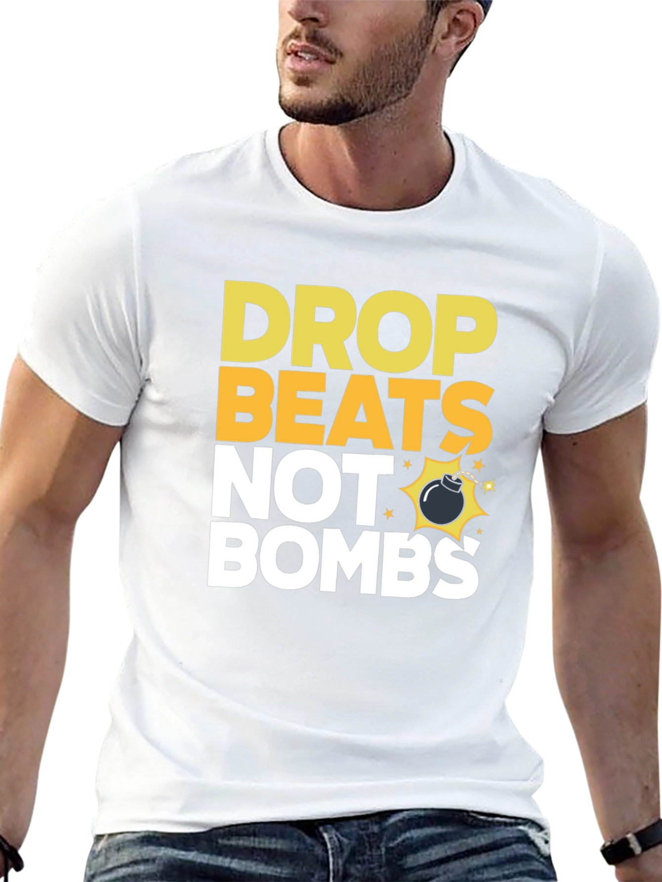Drop Beats Not Bombs Graphic T-Shirt - Black