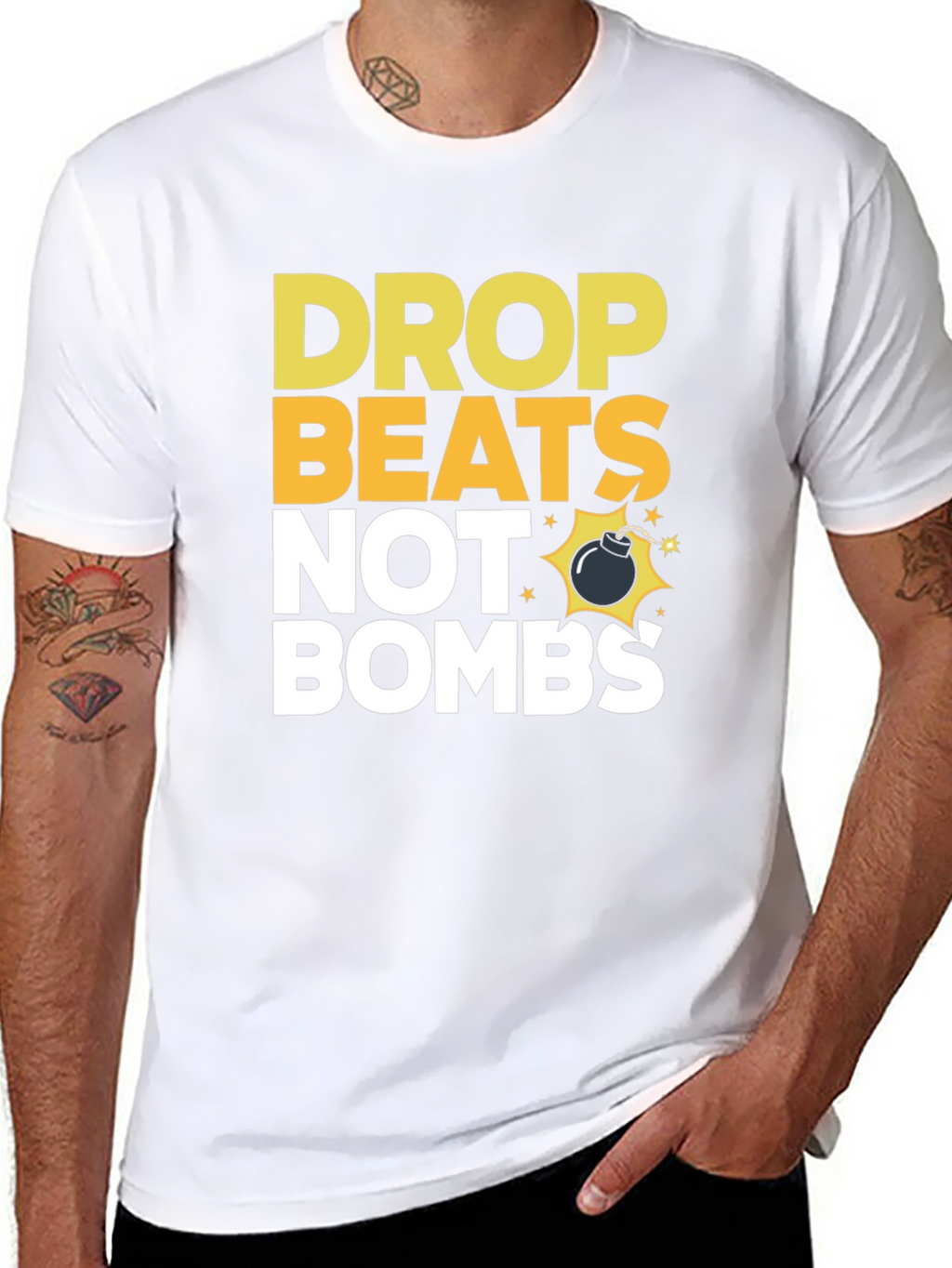 Drop Beats Not Bombs Graphic T-Shirt - Black