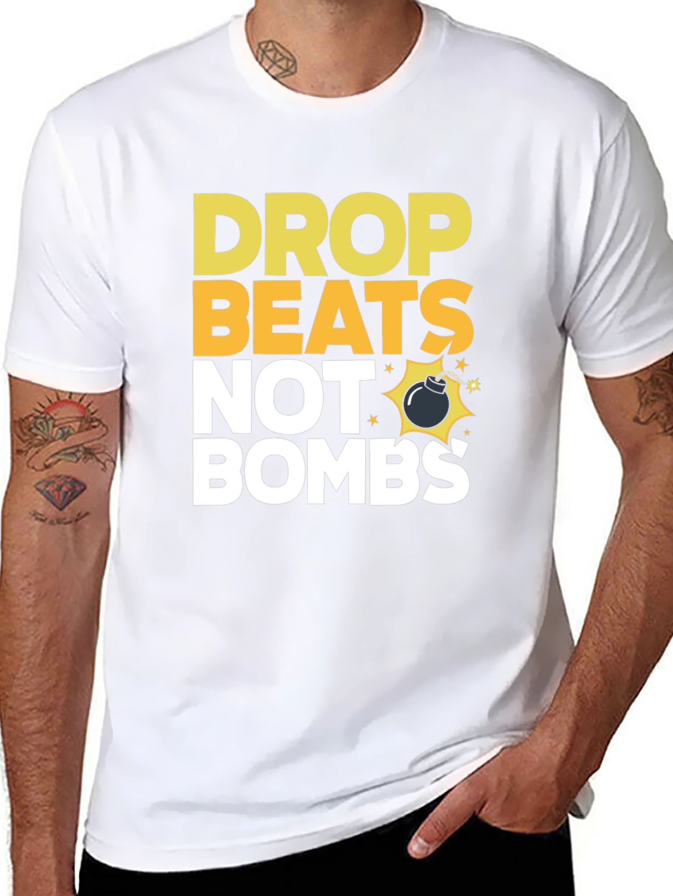 Drop Beats Not Bombs Graphic T-Shirt - Black