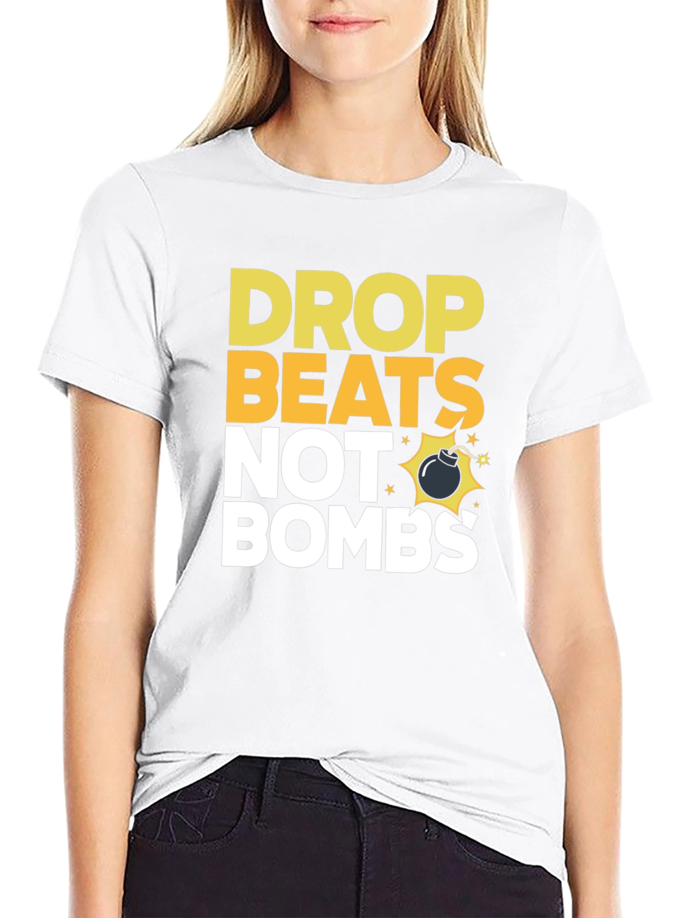 Drop Beats Not Bombs Graphic T-Shirt - Black