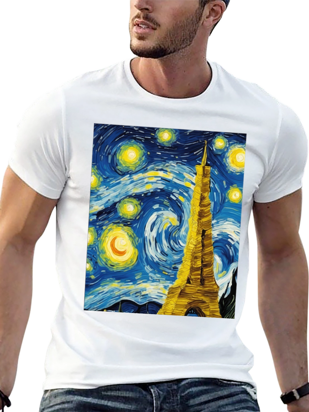 Starry Night Eiffel Tower Graphic Tee