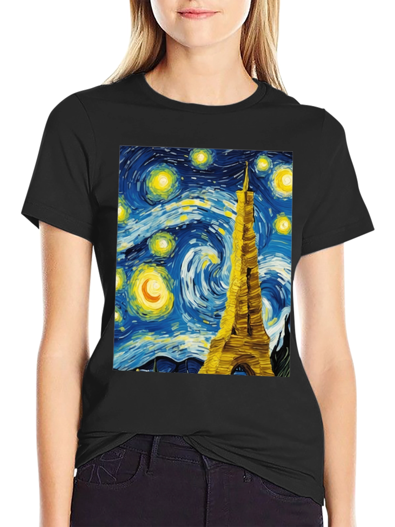 Starry Night Eiffel Tower Graphic Tee
