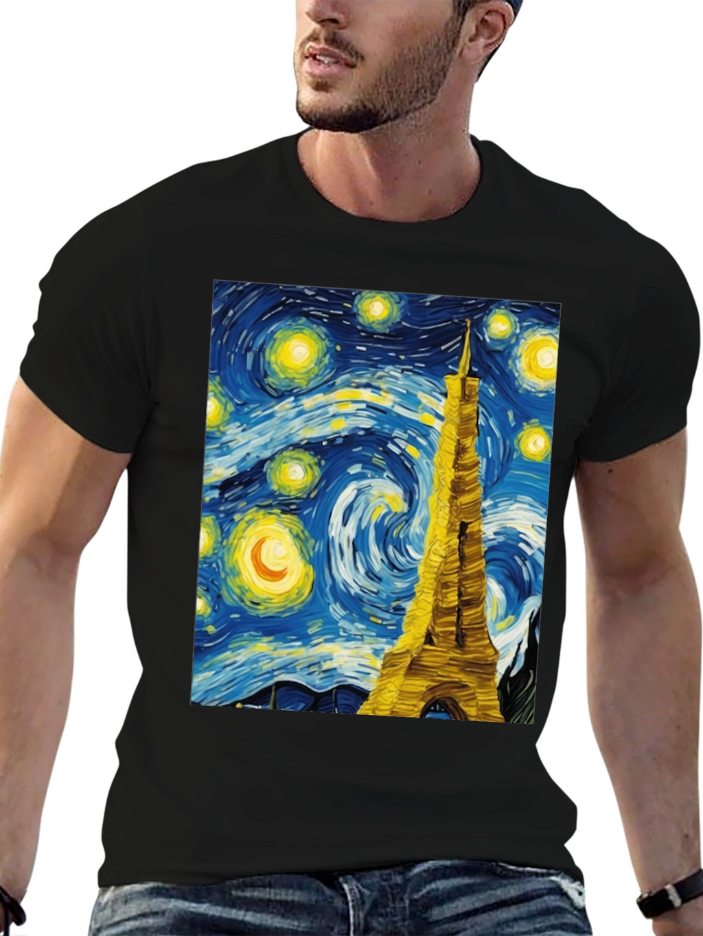 Starry Night Eiffel Tower Graphic Tee