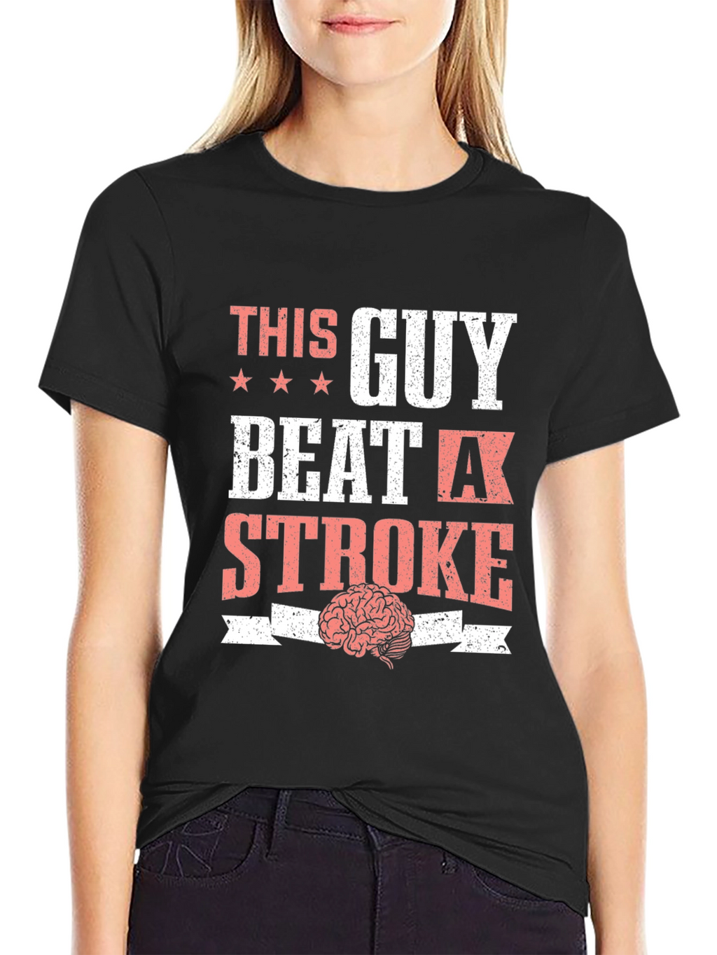 This Guy Beat a Stroke T-Shirt Brain Tee