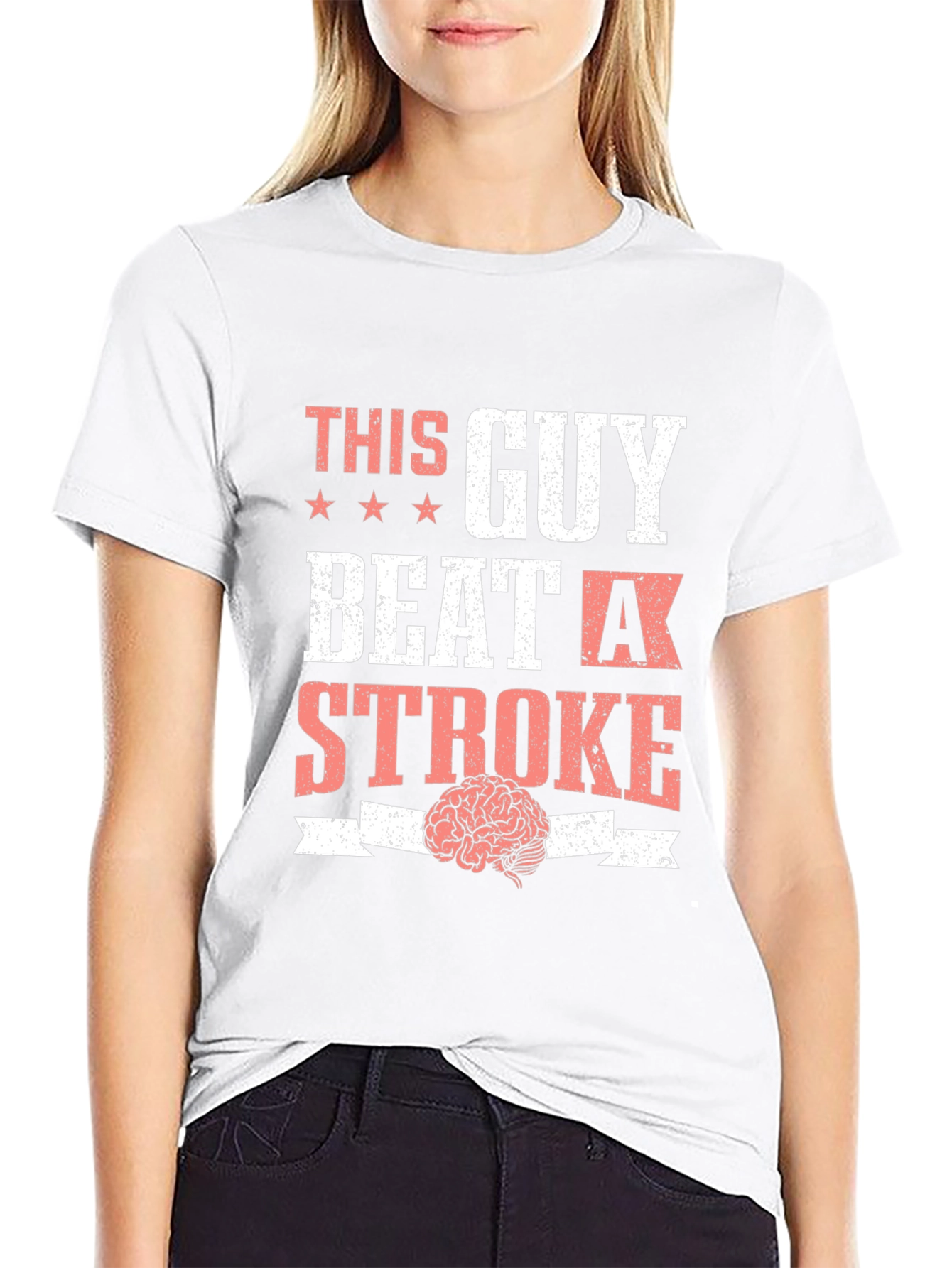 This Guy Beat a Stroke T-Shirt Brain Tee